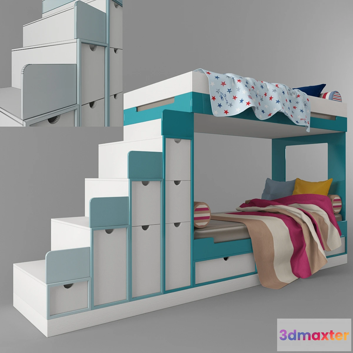804894 - Bunk bed with drawers