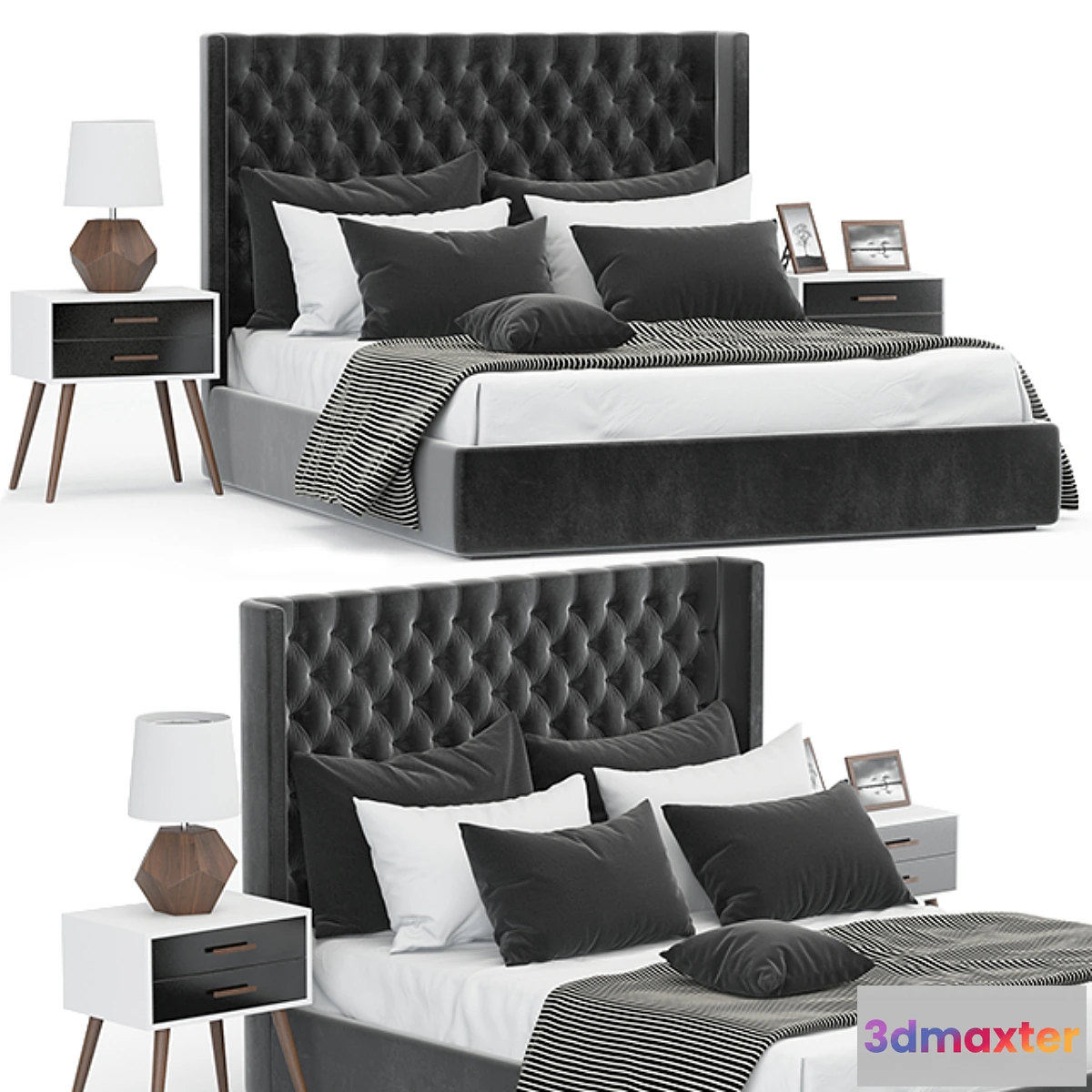 830642 - Dark chesterfield bed - No.3