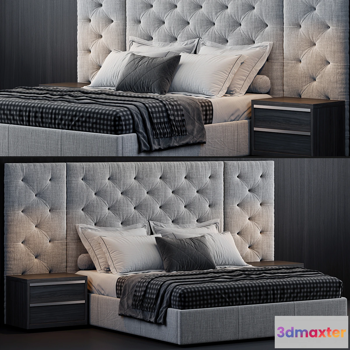 831194 - RH Modena Extended Panel Diamond Fabric Platform Bed - No.3