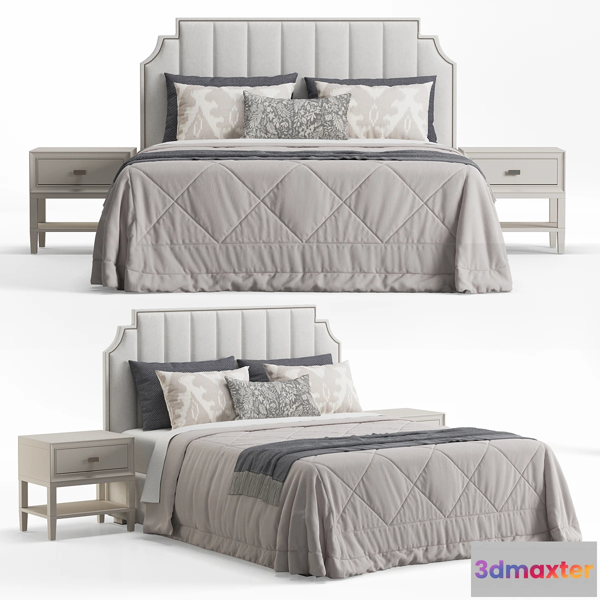 851843 - Princeton Step Rectangular Upholstered Bed - No.4