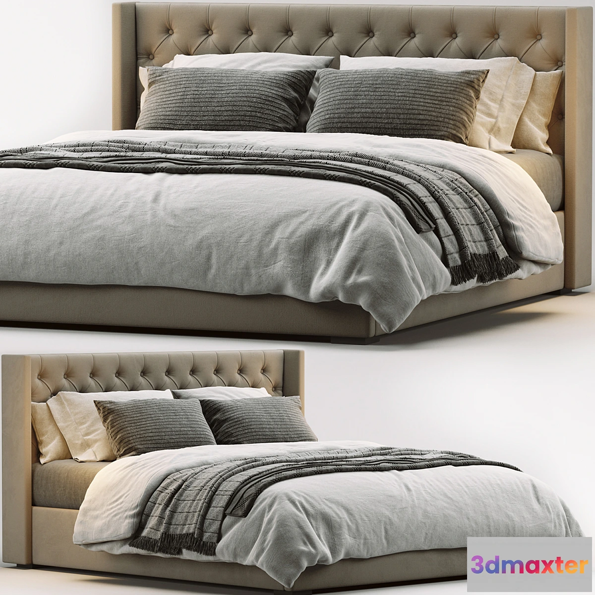 863227 - RH Adler Shelter Diamond Tufted Fabric Bed - No.4