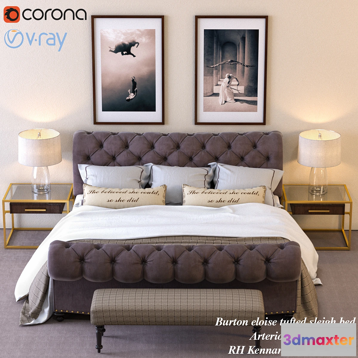 900534 - Burton eloise tufted sleigh bed - No.4