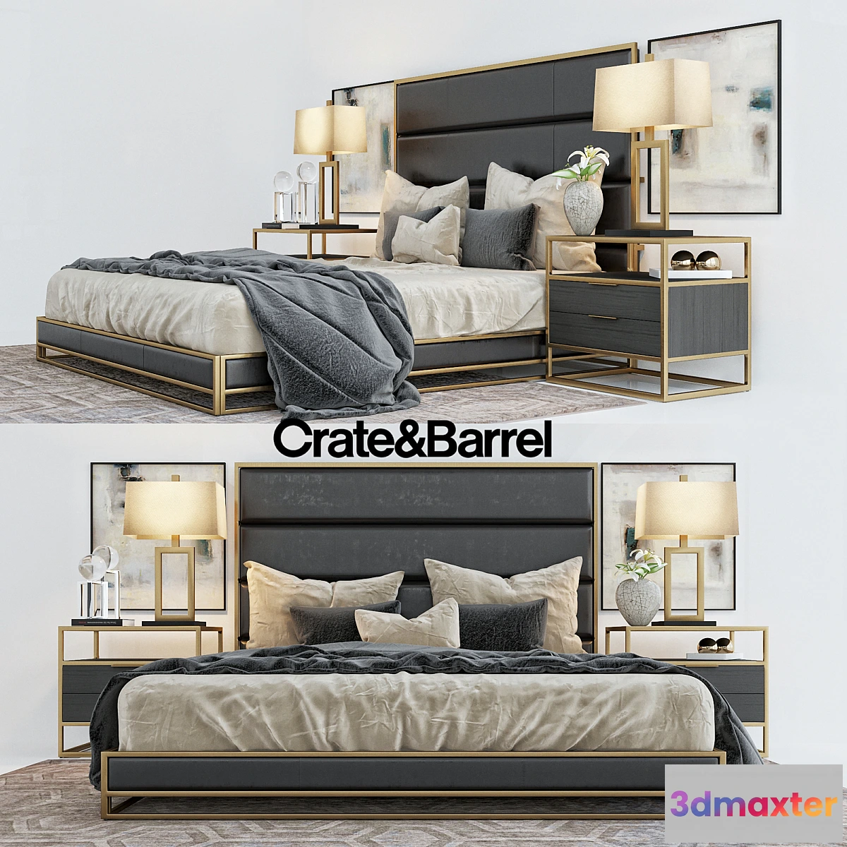 900828 - Crate & Barrell oxford collection bed - No.4