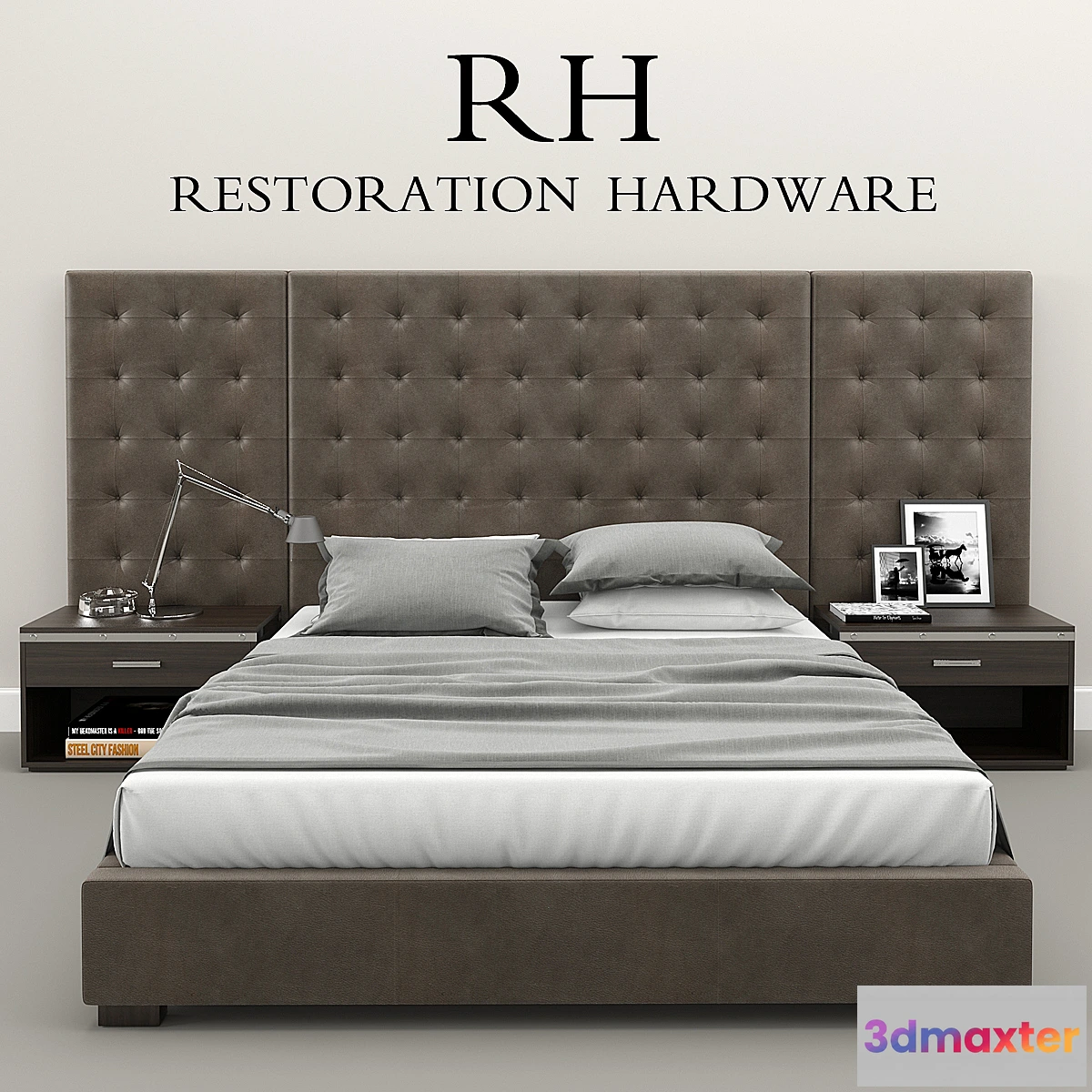 901280 - RH Modern custom box tufted platform bed