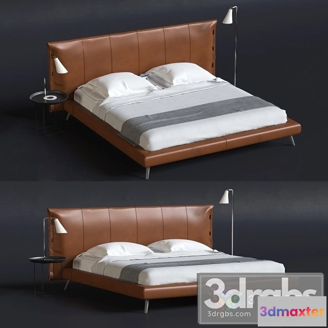 941248 - Bonaldo Cuff Brown Leather Bed