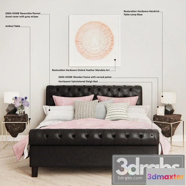 942322 - Hartlepool Upholstered Sleigh Bed