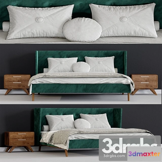 943258 - Modrest Durango Modern Green Fabric Walnut Bed