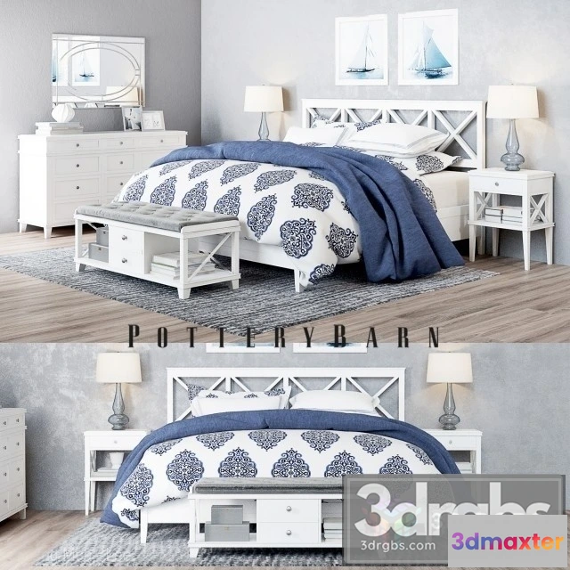 943704 - Pottery Barn Clara Lattice Bed Set 2