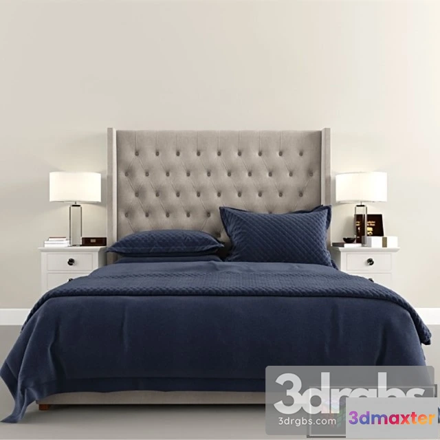 943874 - RH Blue Velvet Bed