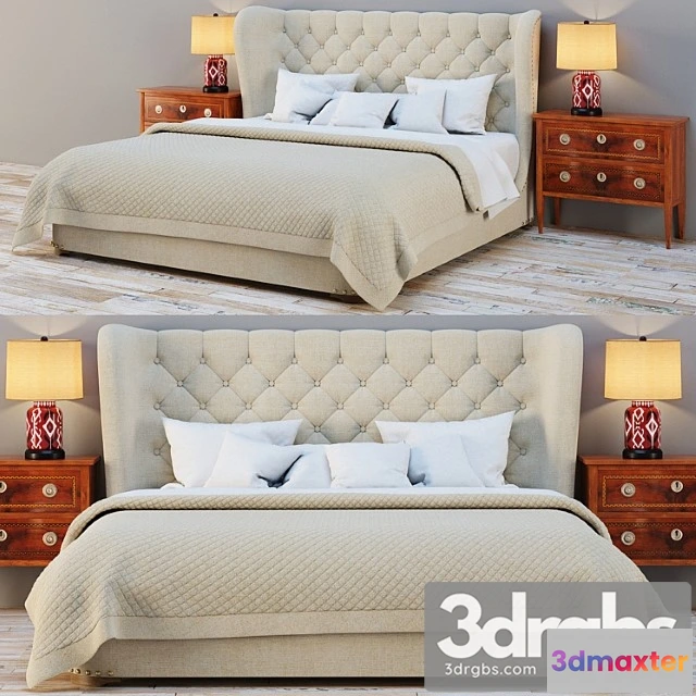 943892 - Rh Churchill Fabric Sleigh Bed