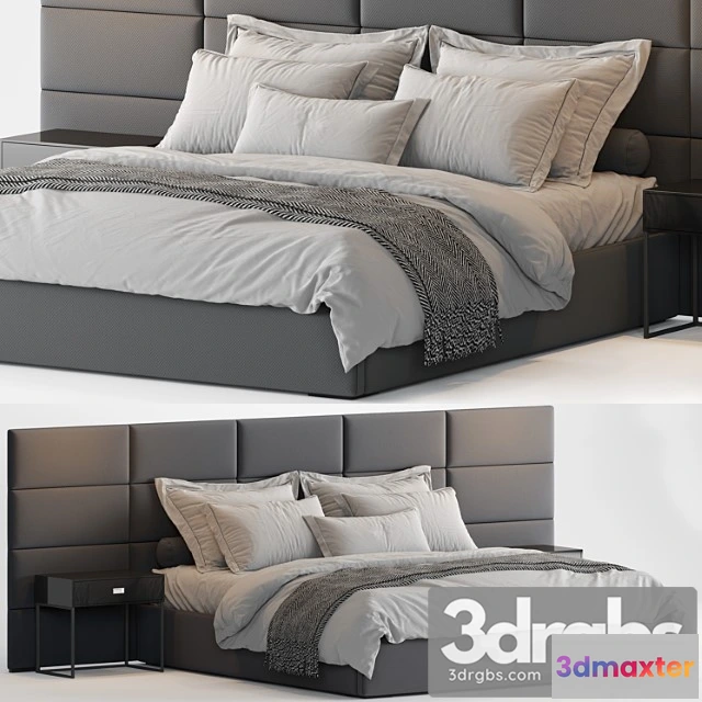 943960 - Rh modena extended panel rectangular channel fabric platform bed 2