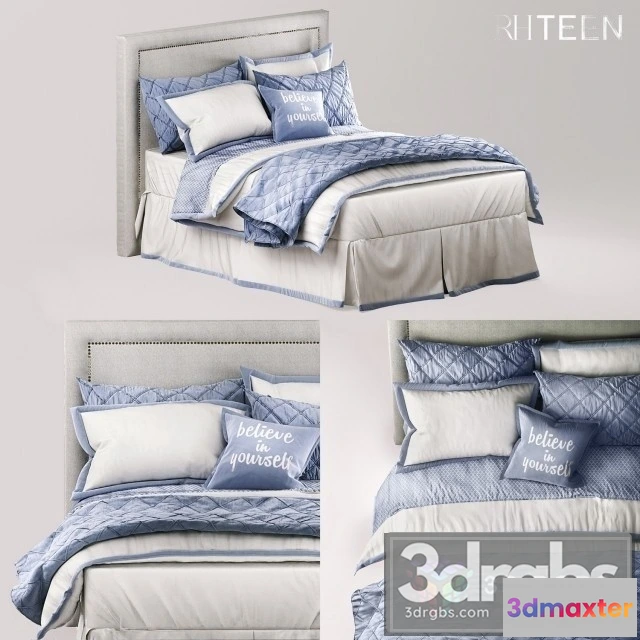 944002 - RH Teen Edged Border Ogee Lattice Bedding French Blue