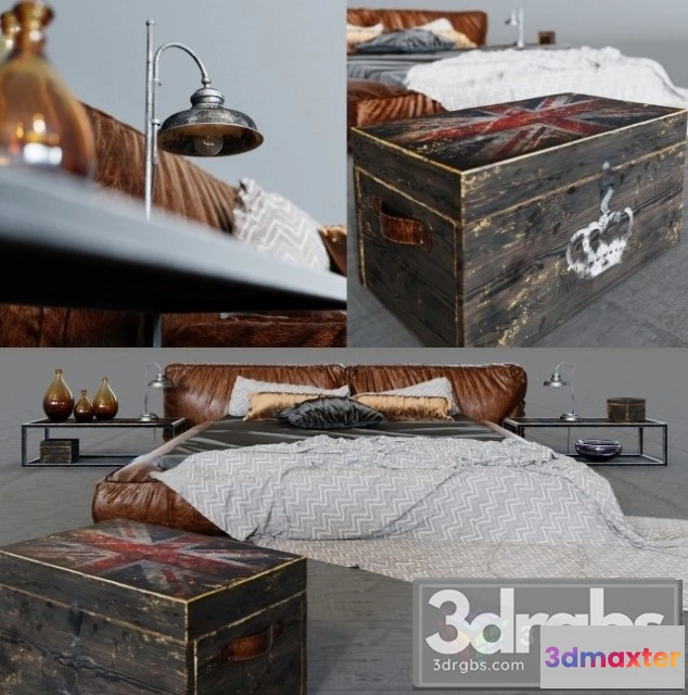 944106 - Rustic Leather Bed