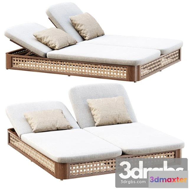 944342 - Sofia Rattan Double Chaise Lounge Shezlong