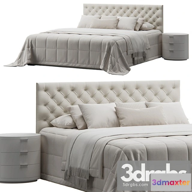 944516 - Tufted Beige Headboard Bed