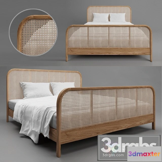 944766 - Wood Ratan Bed