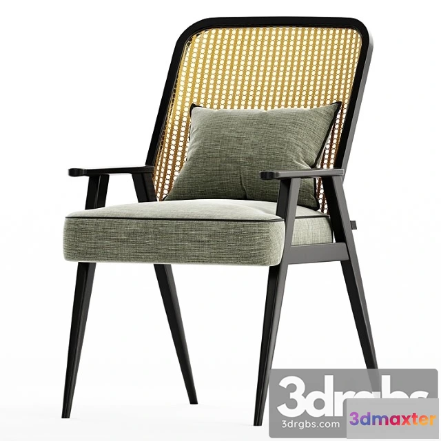 1030166 - Upholstered cane back armchair