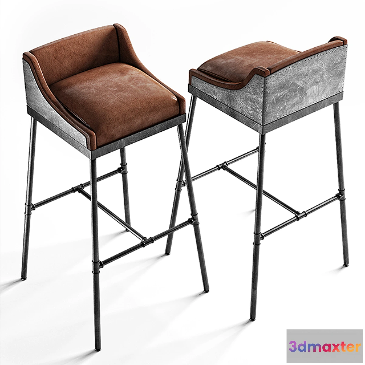 1280434 - IRON SCAFFOLD LEATHER STOOL 3D Max