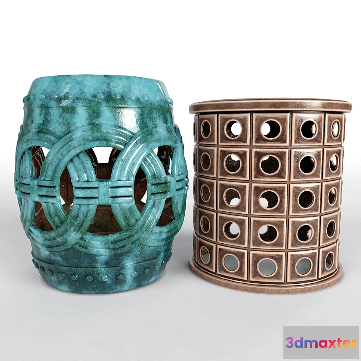 1280930 - Garden Stools Set 01 3D Max