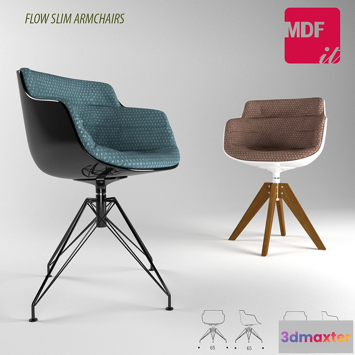1287222 - FLOW SLIM ARMCHAIRS 3D Max