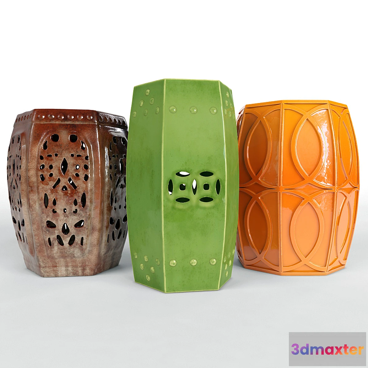 1287762 - Garden Stools Set 02 3D Max