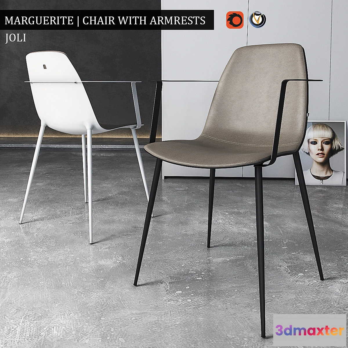 1291893 - Chair Marguerite with armrests 3D Max