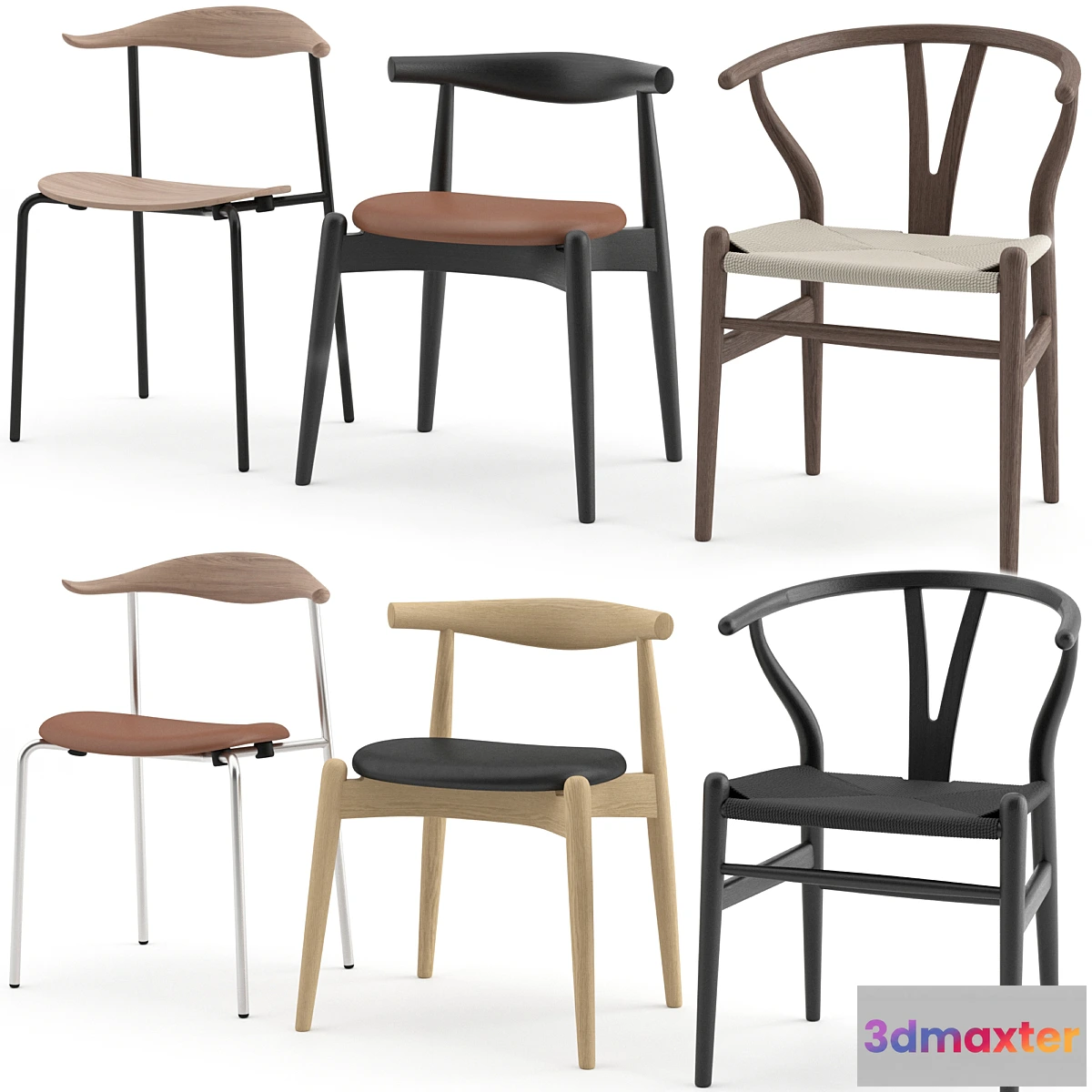 1298192 - Chairs Collection by Carl Hansen & Søn - No.2 3D Max