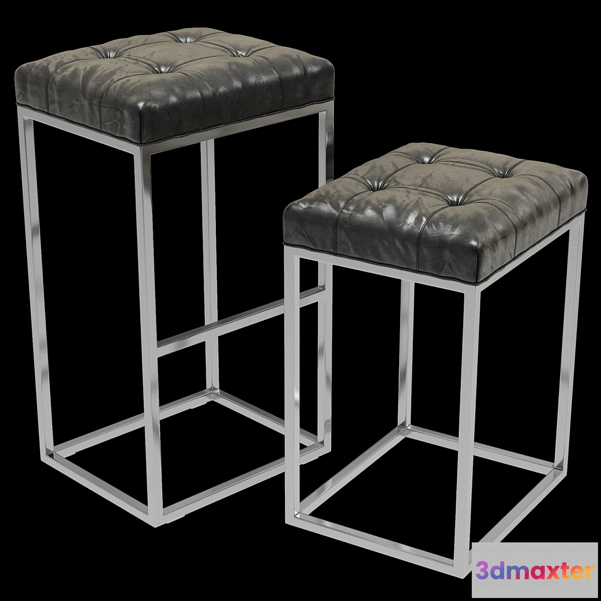 1312347 - Restoration Hardware Reese Tufted Leather Stool 3D Max