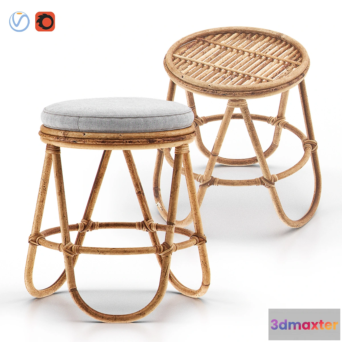 1317555 - SKYE Rattan Stool 3D Max