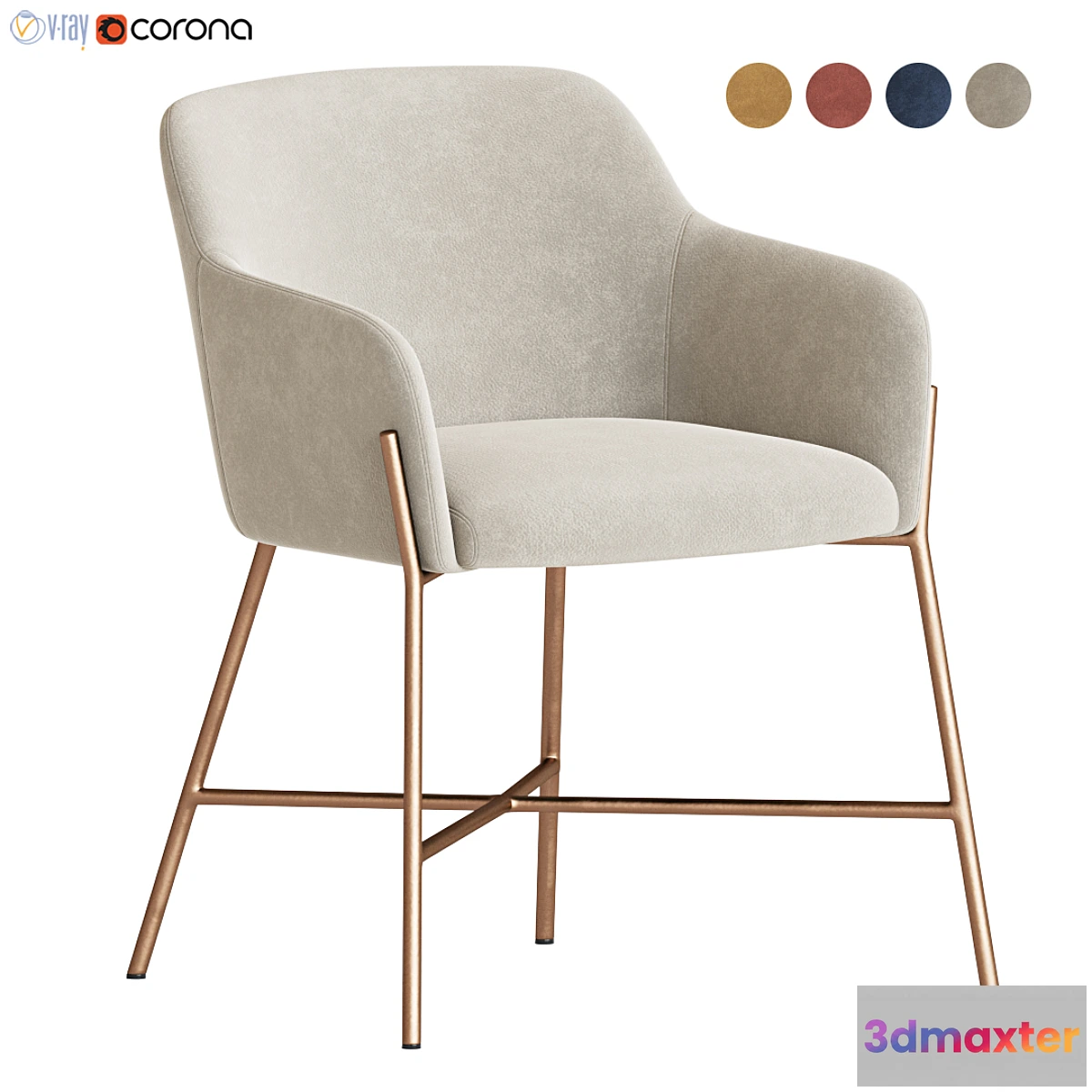 1321062 - Ana Velvet Arm Dining Chair 3D Max