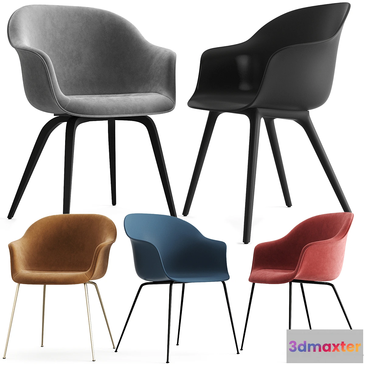 1329071 - Gubi Bat Dining Chair Collection 3D Max