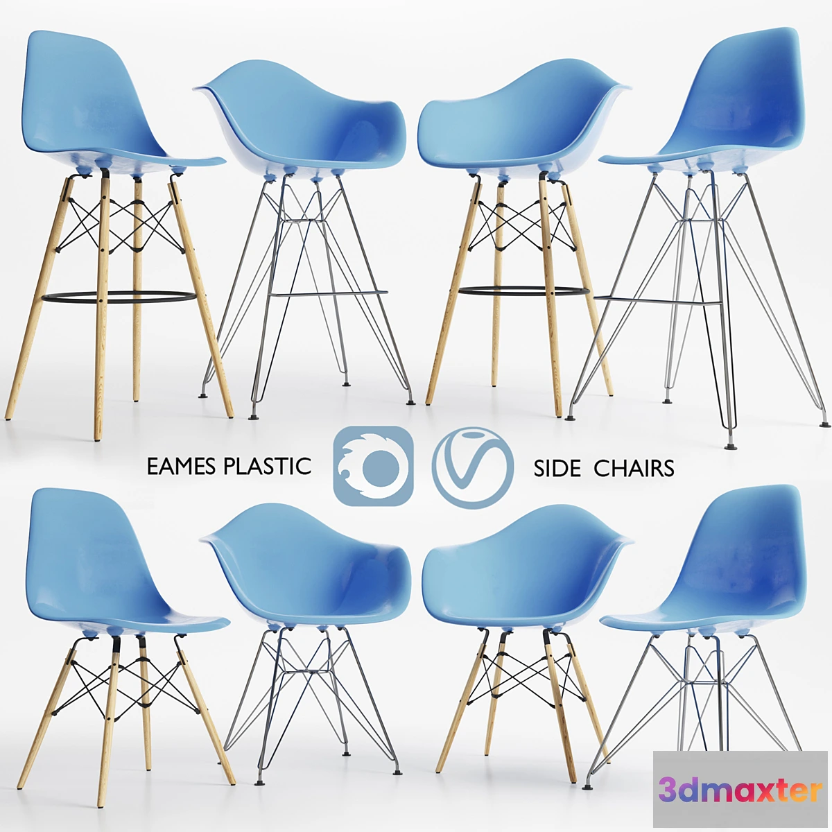 1332545 - Eames Plastic Side Chairs 3D Max