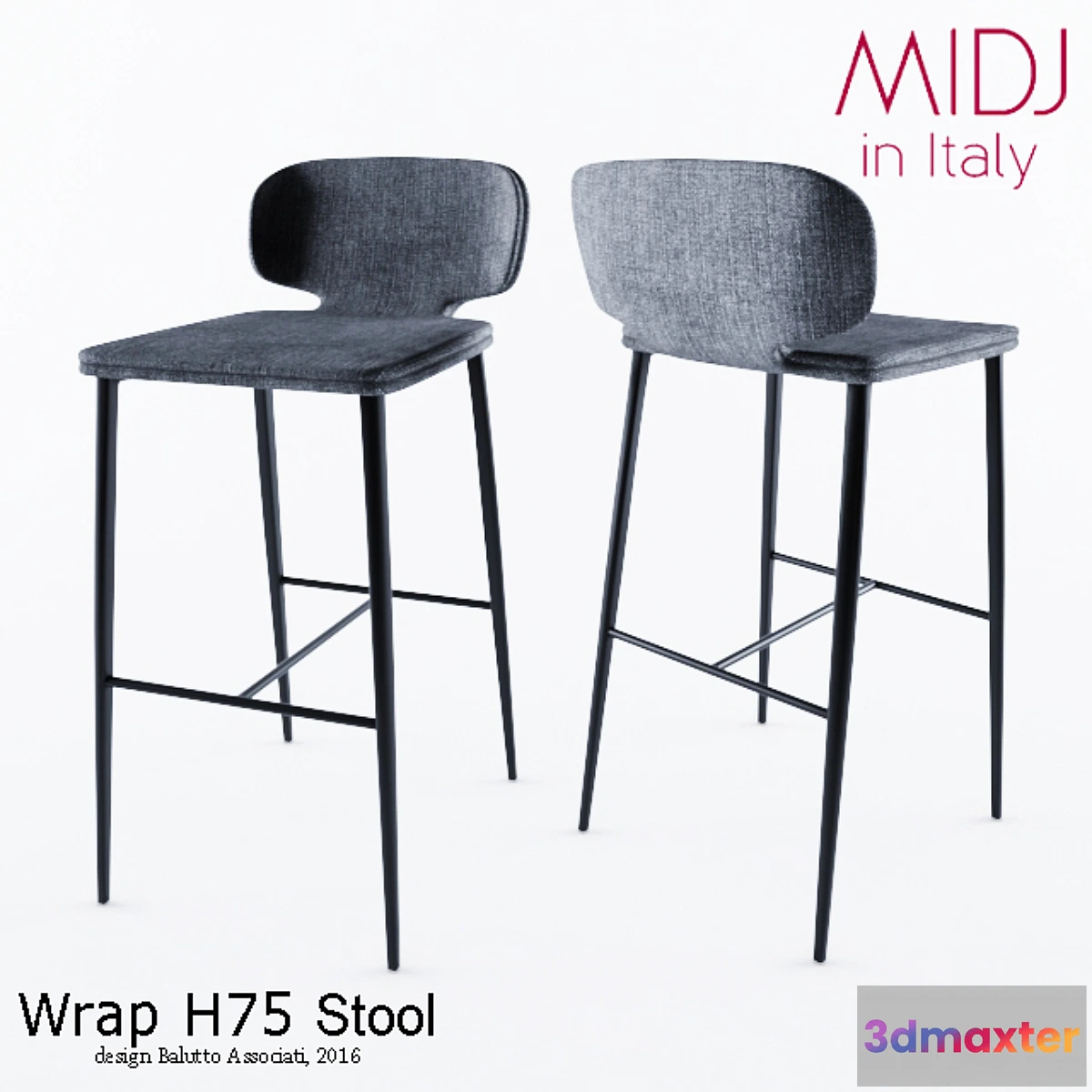 1338036 - Wrap H75 Stool by MIDJ in Italy 3D Max