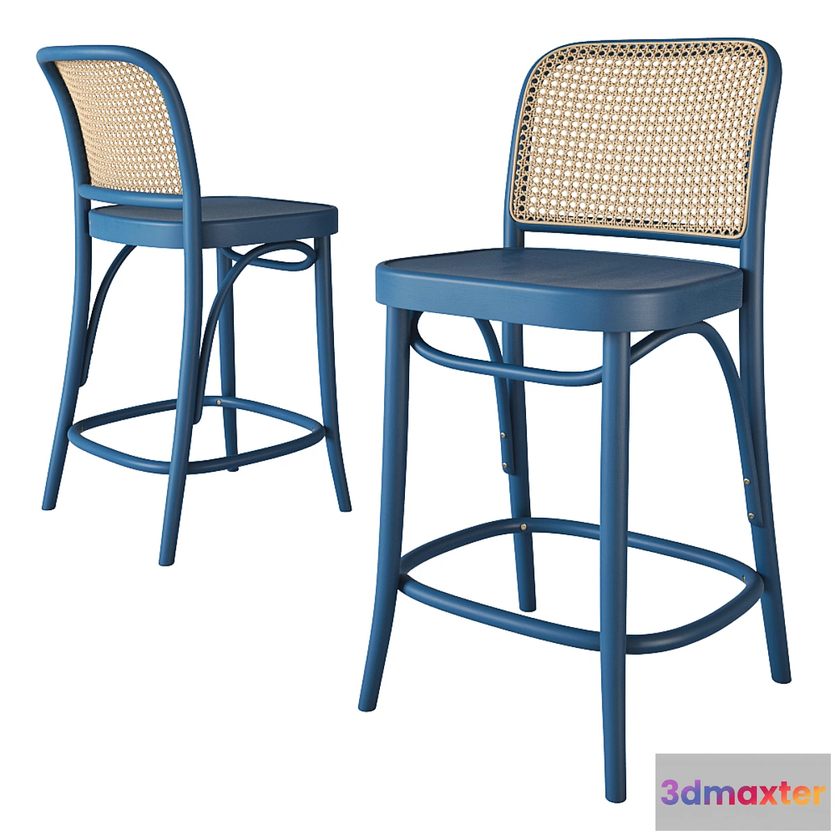 1341701 - Rejuvenation Ton 811 Caned Counter Stool 3D Max