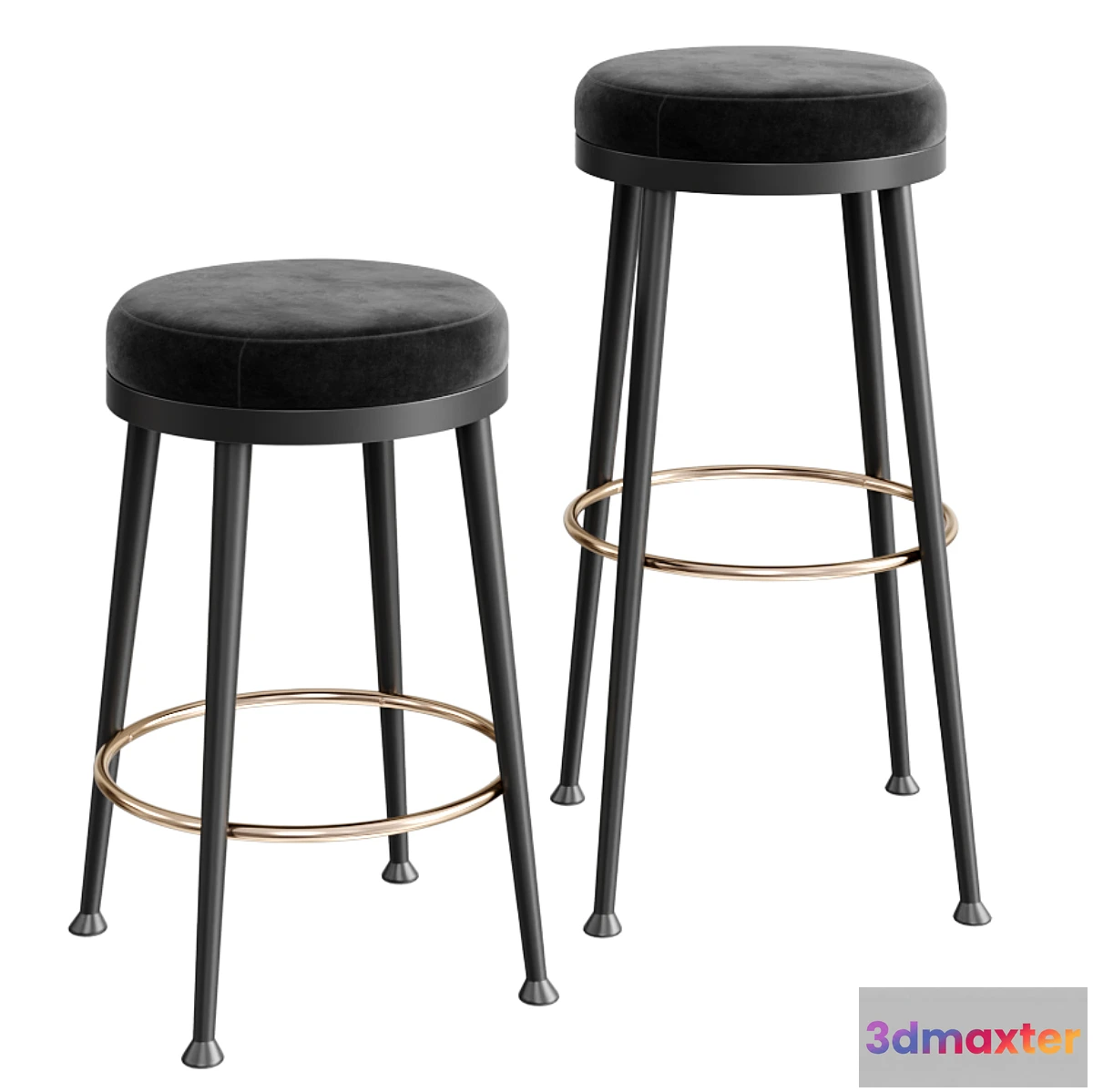 1345356 - ATLAS BLACK VELVET BAR STOOLS 3D Max