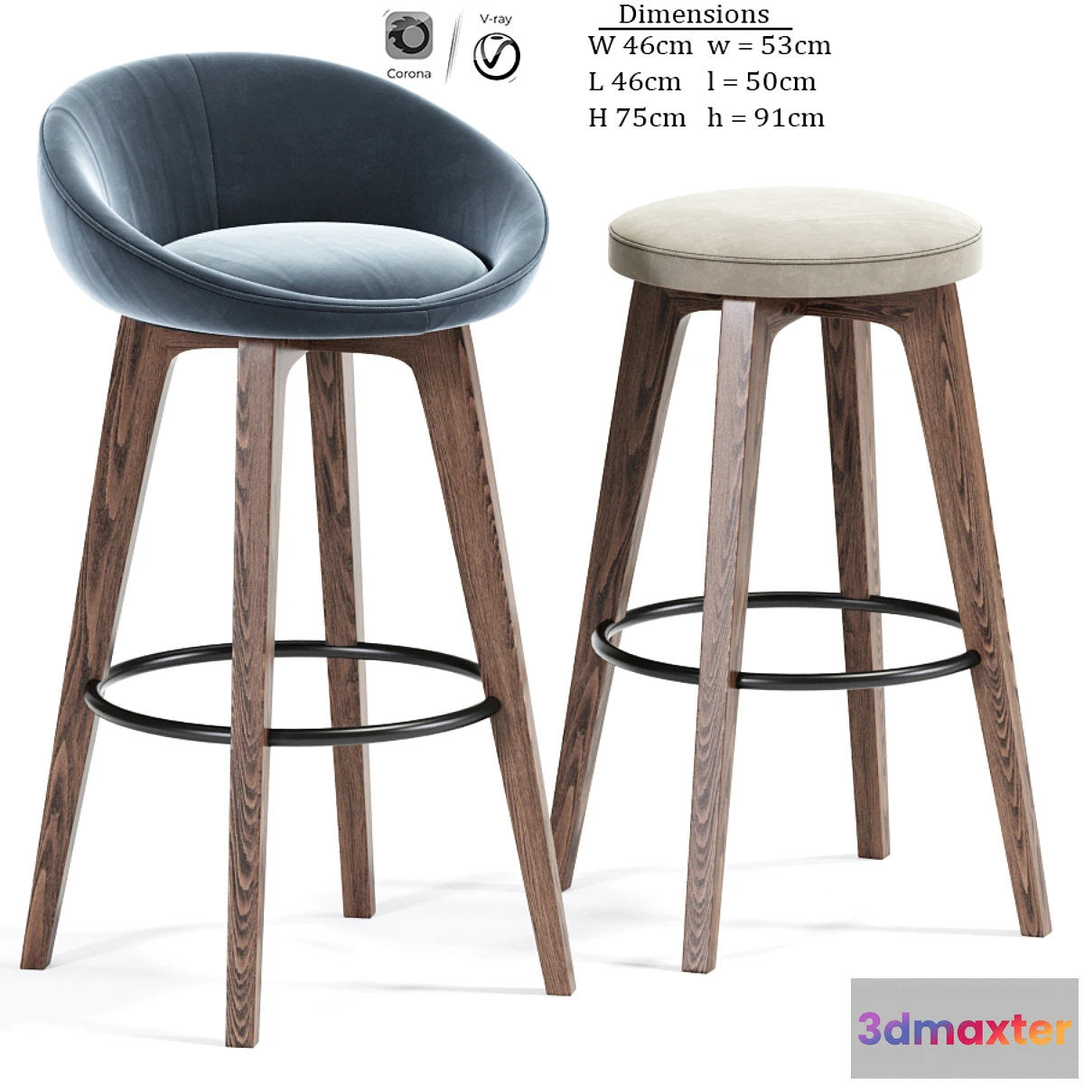 1347536 - Bloom-Wa Bar Stool Set 3D Max