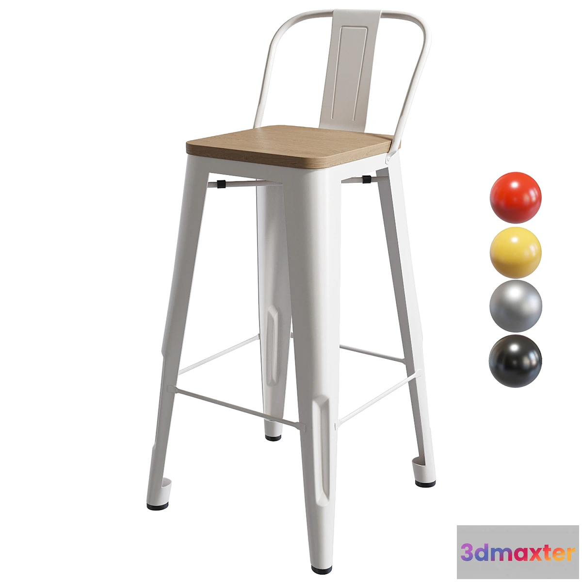 1348824 - OM Bar stool Tolix with backrest 3D Max