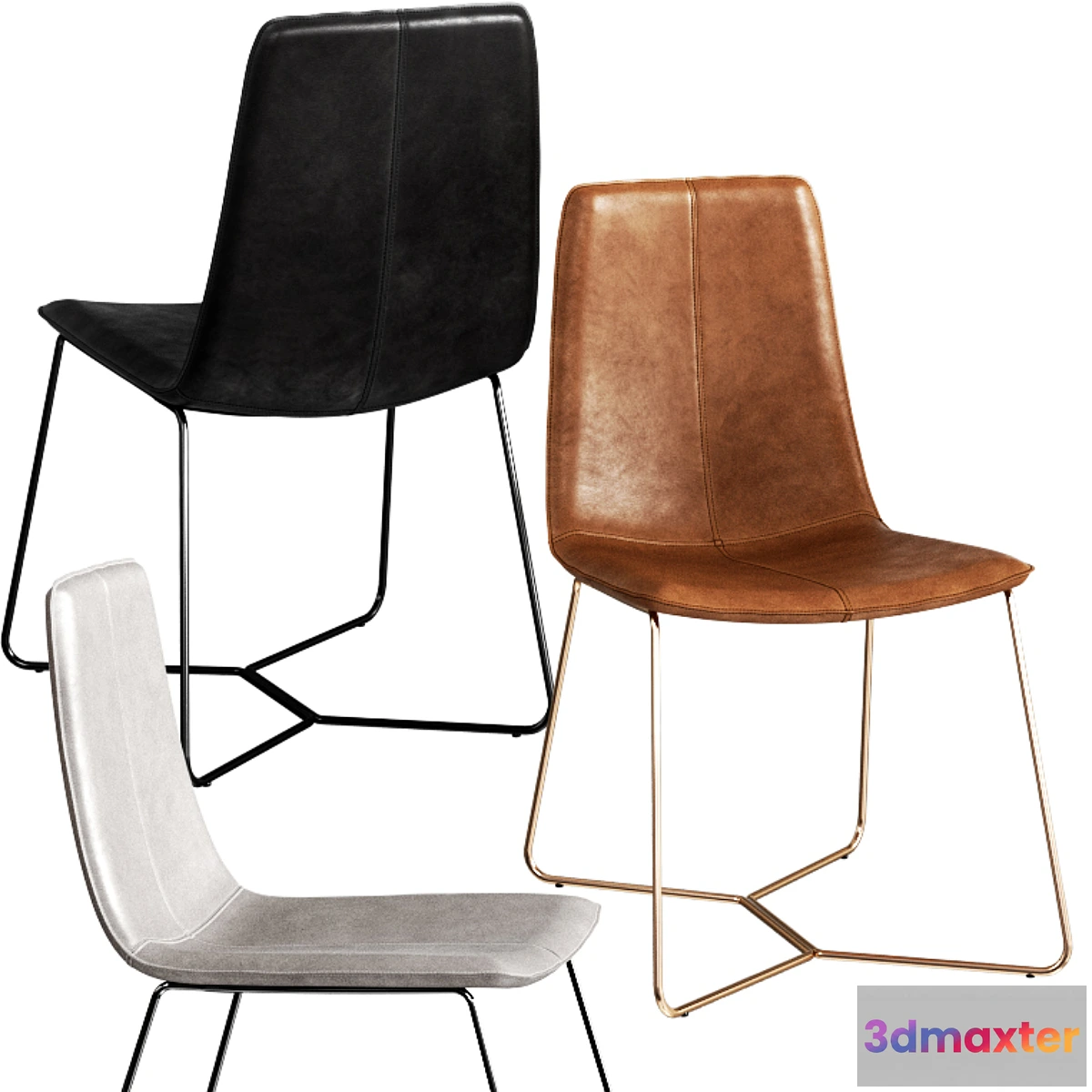 1350313 - West Elm Slope Leather Dining Chair 3D Max