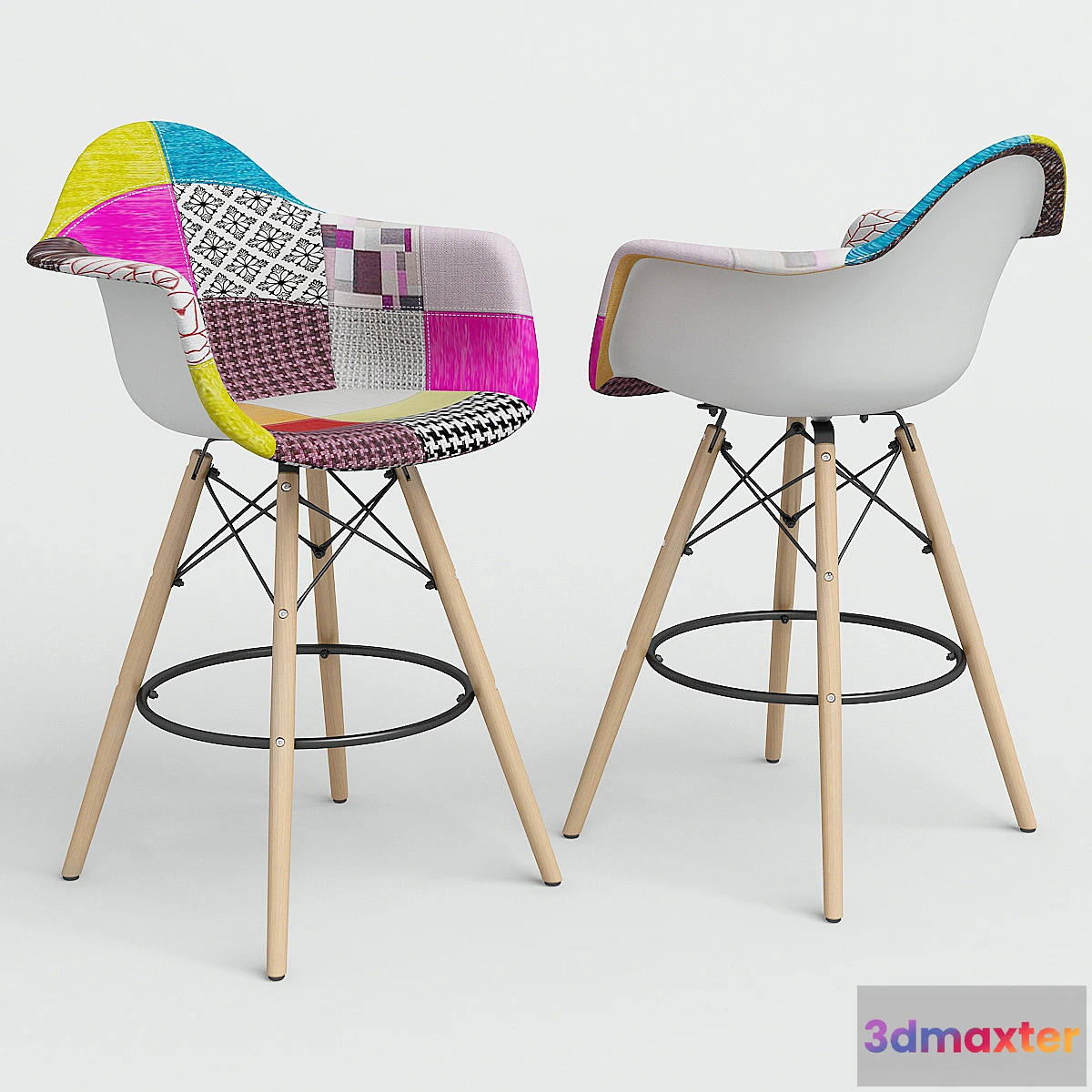 1392752 - Chair Eames Style DAW Patchwork + plastic bar. 3D Max