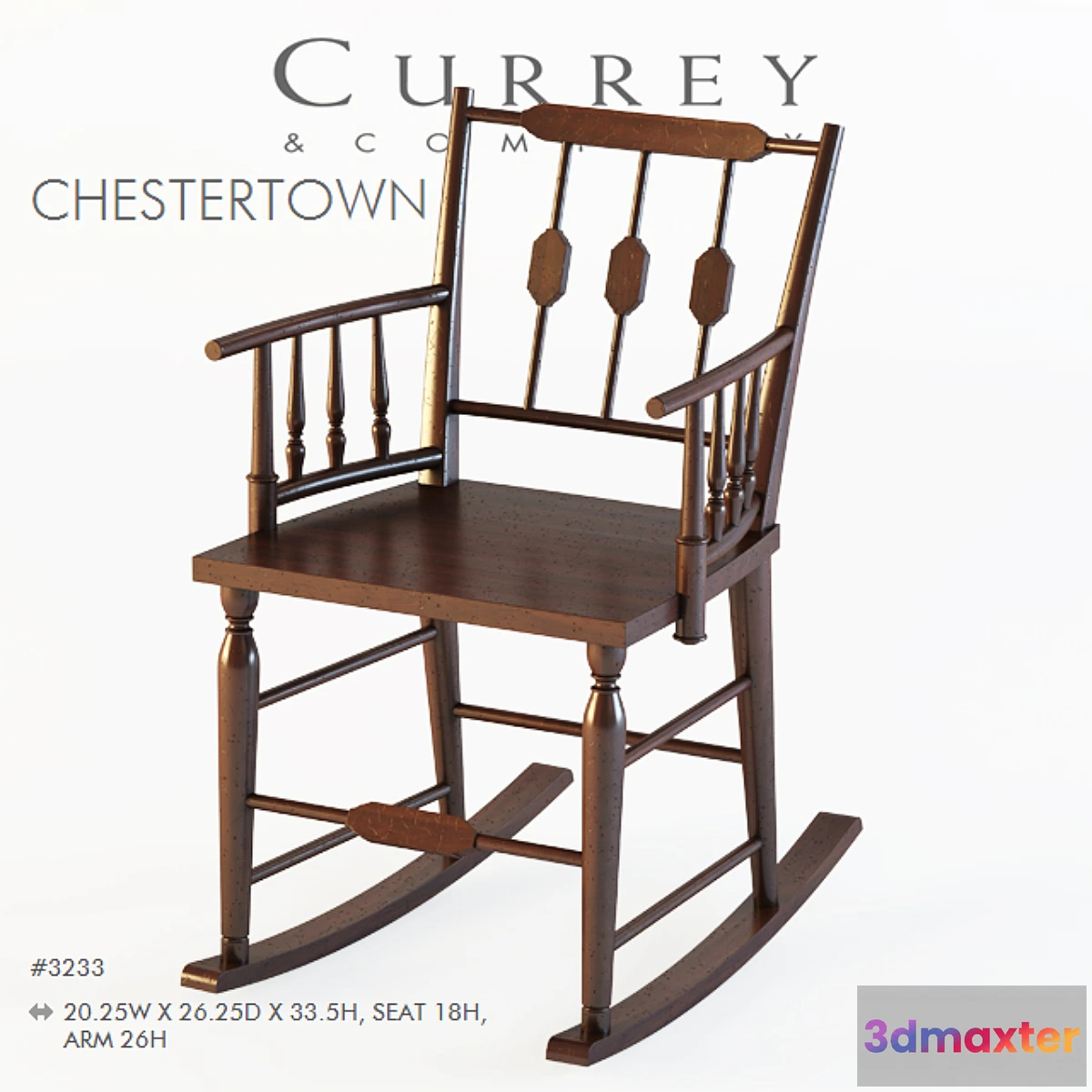 1393206 - Currey & Company _ Chestertown Rocking Chair 3D Max