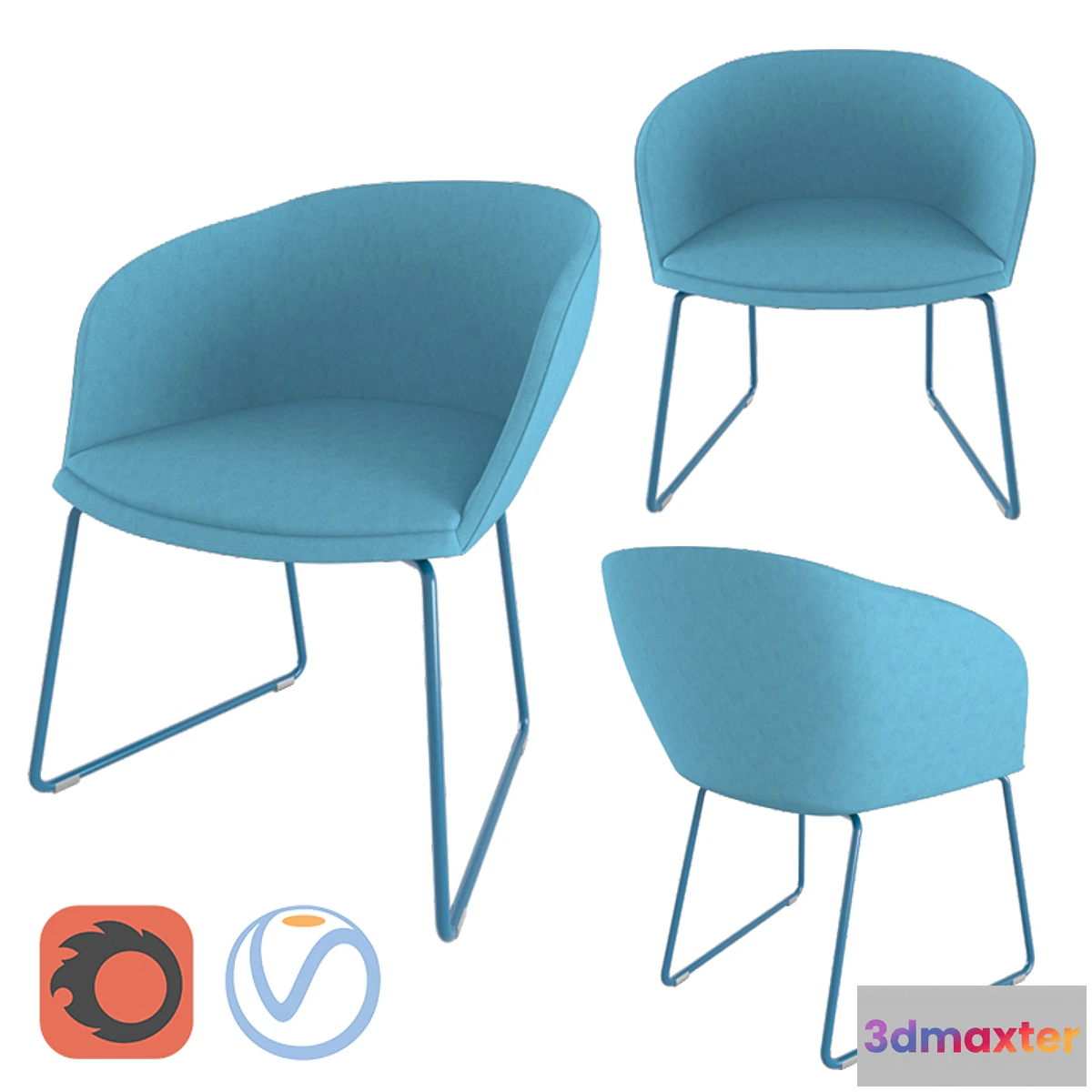 1396796 - Poppin Pitch Sled Chair 3D Max