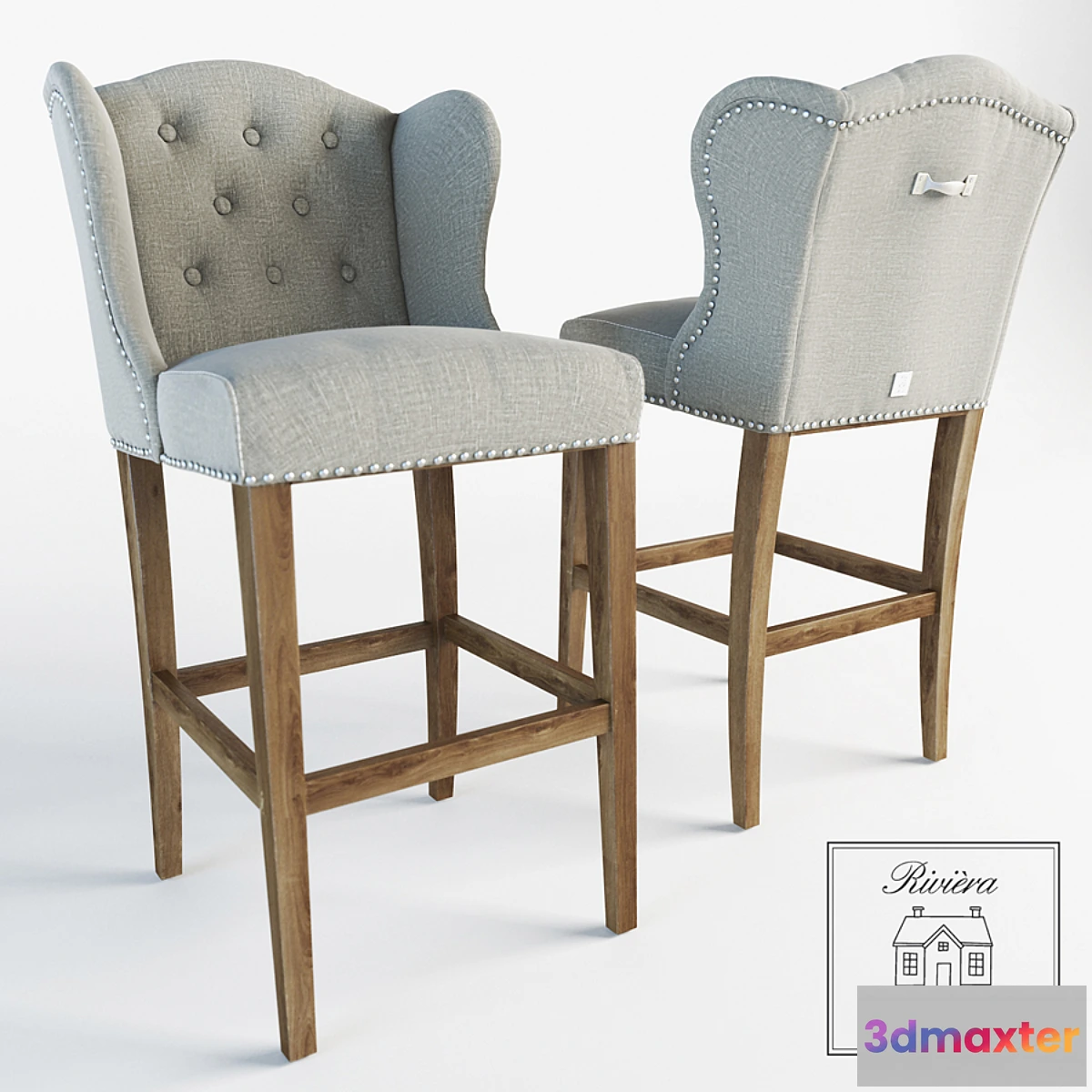 1402334 - BAR STOOL KEITH LOWBACK (RIVIERA MAISON) 3D Max