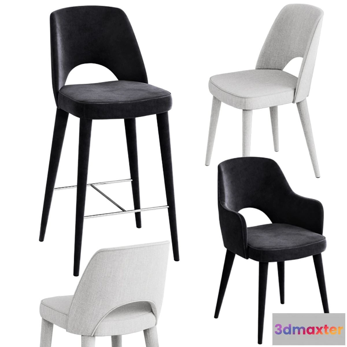1402460 - Coco Republic Astor Barstool Dining Chair 3D Max