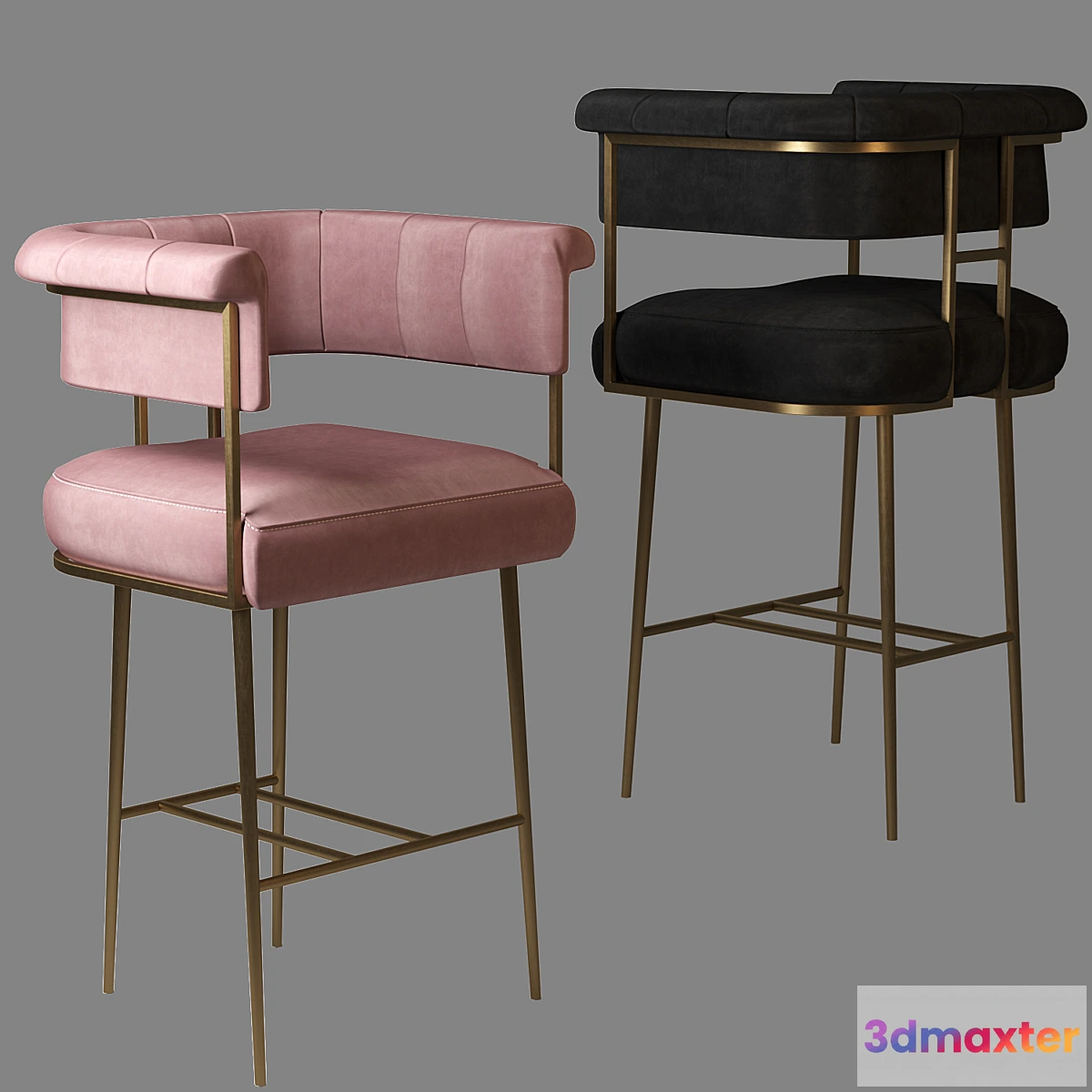 1406380 - Astrid Gray Velvet Bar Stool 3D Max