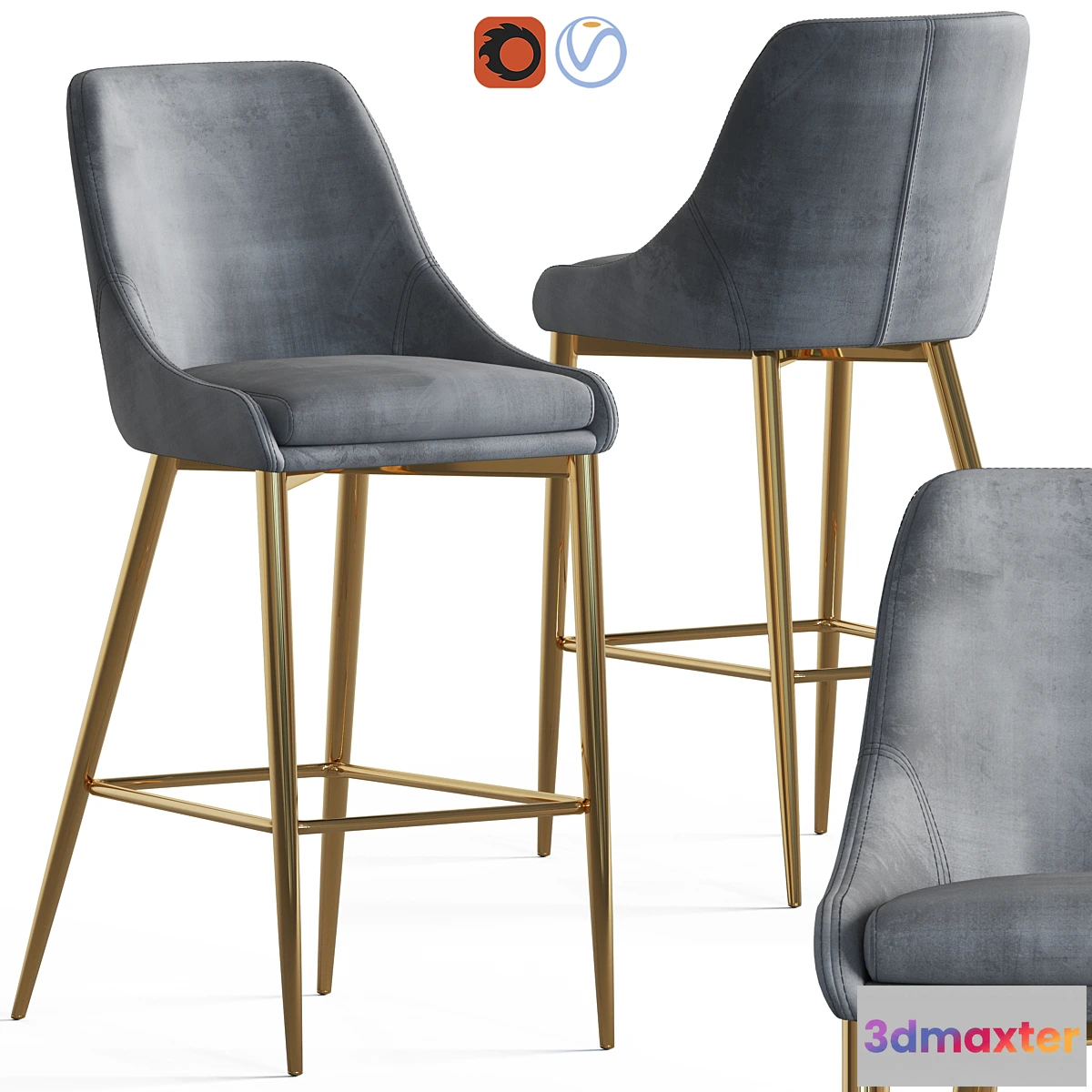 1409430 - Karina Velvet Stool 3D Max