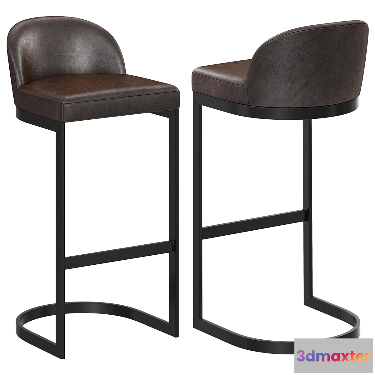 1419076 - Restoration Hardware 1960s Rome Leather Bar Stool 3D Max