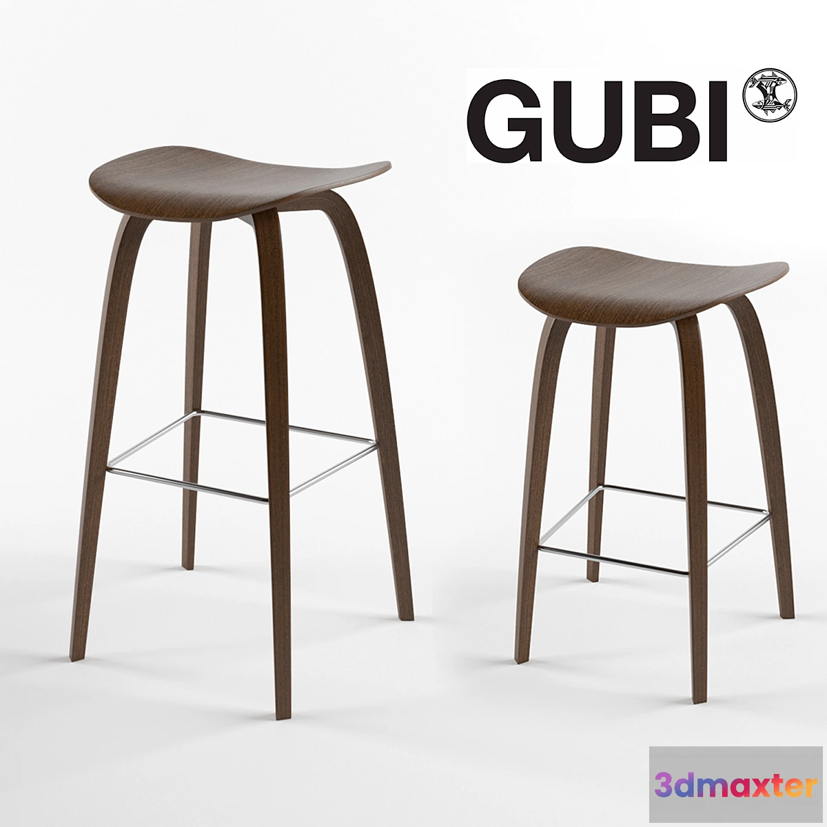 1421482 - GUBI 2D Bar Stool Wood base 3D Max