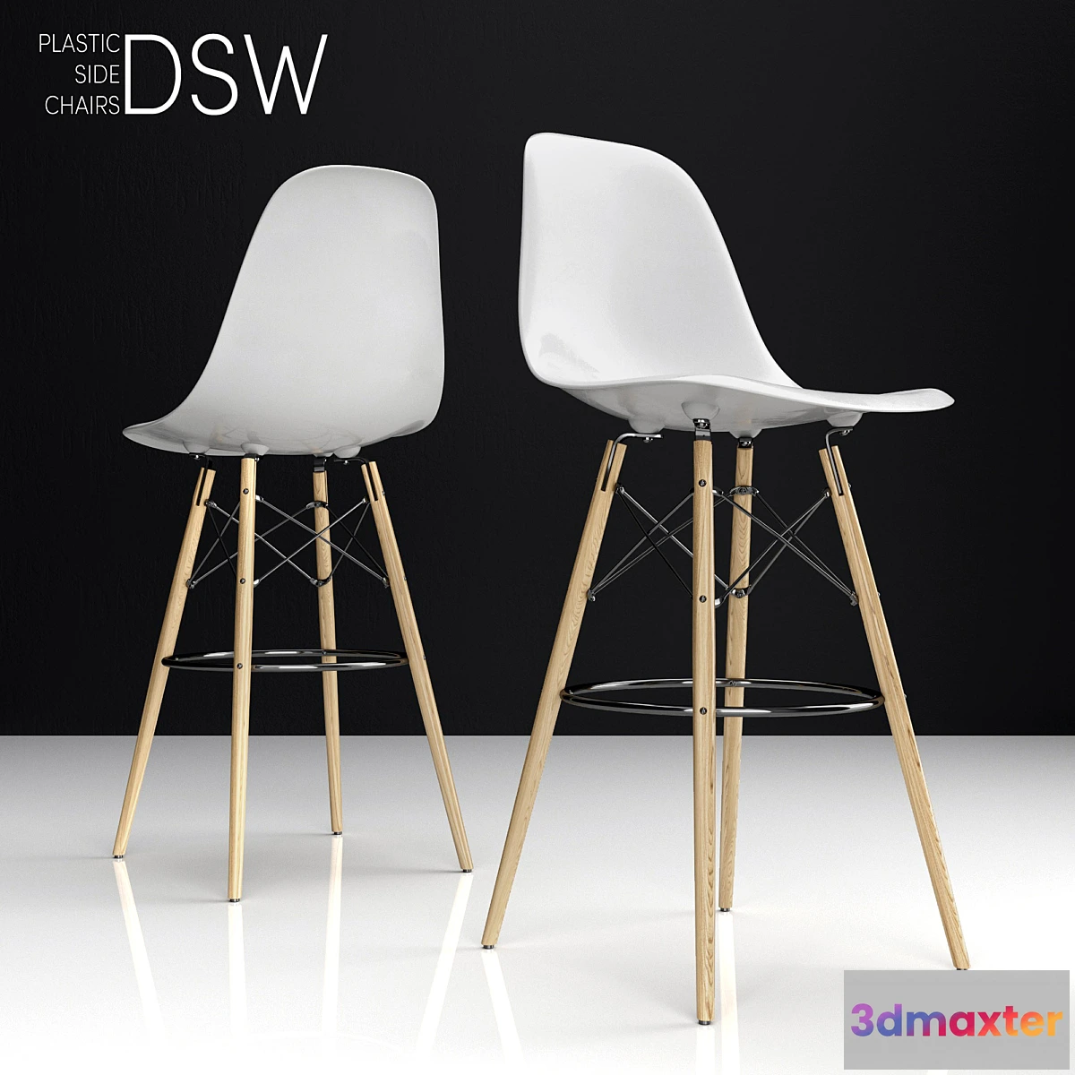 1422892 - Eames DSW Bar plastic side chairs 3D Max
