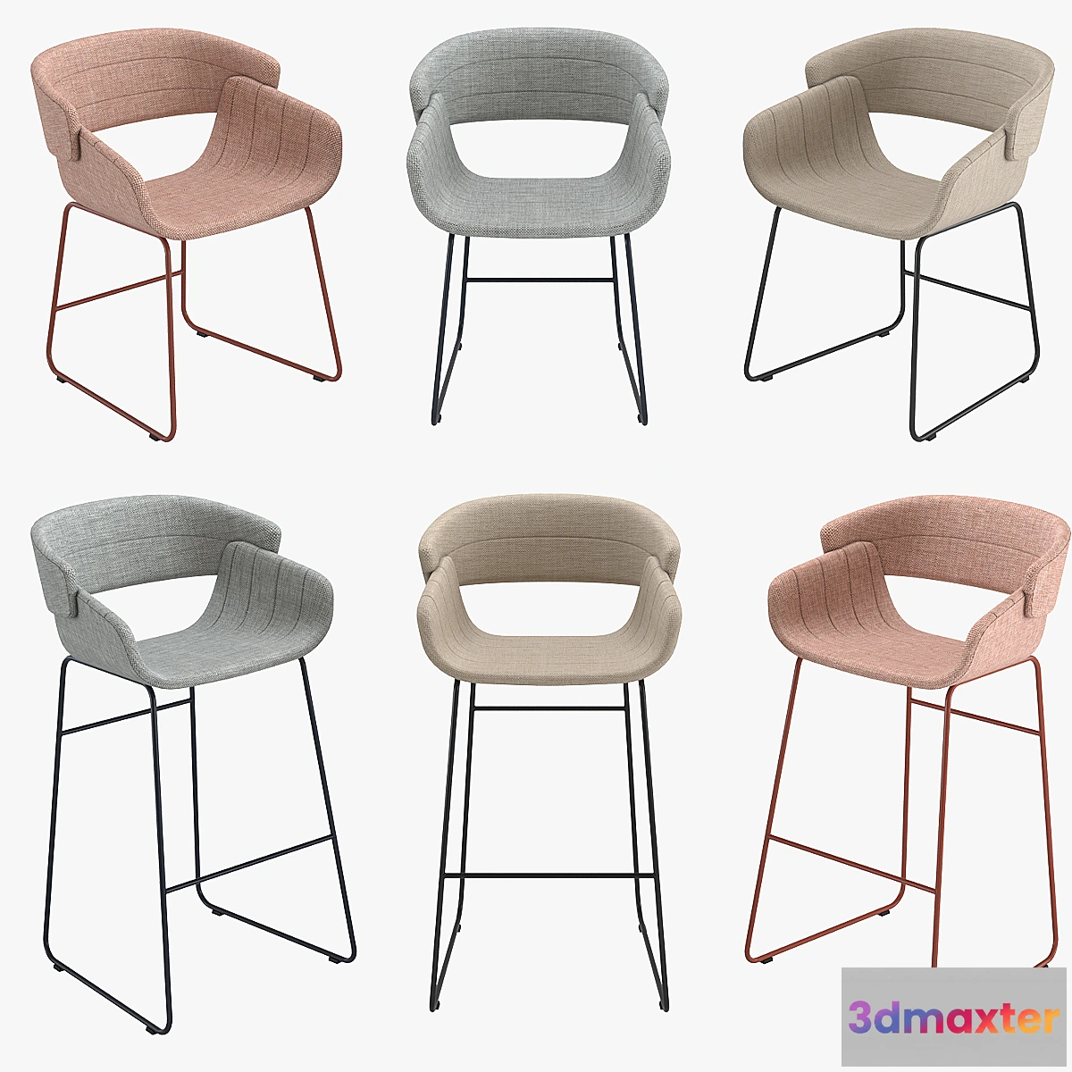 1423096 - BluDot Racer Dining Chair & Barstool Bar Chair and Bar Chair 3D Max