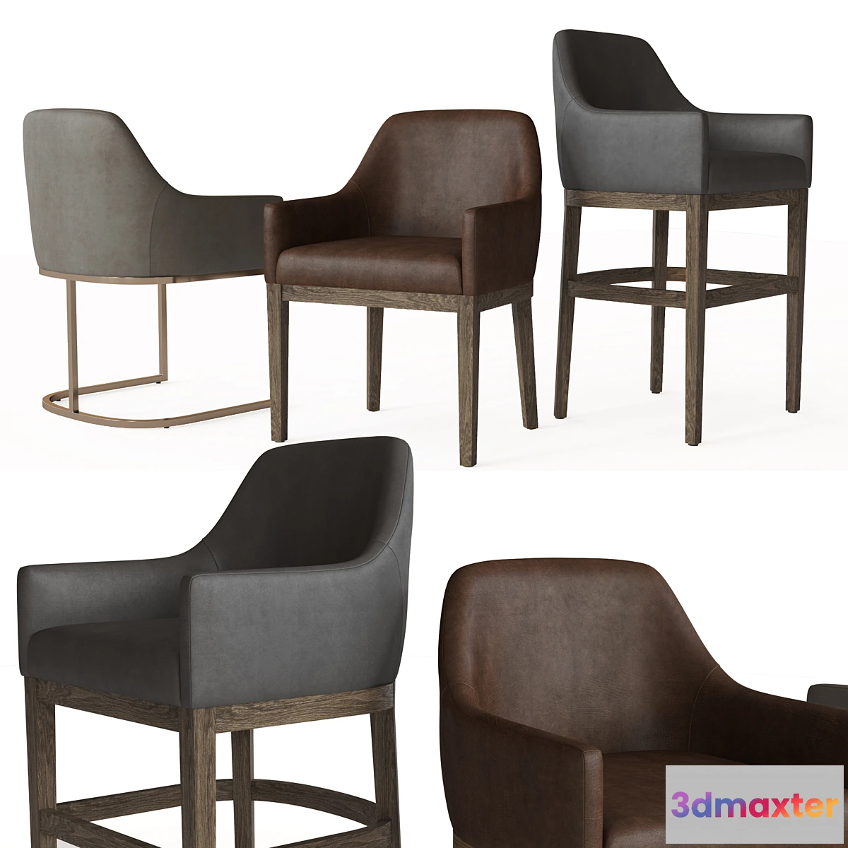 1424940 - MORGAN CURVED-BACK TRACK LEATHER ARMCHAIR 3D Max